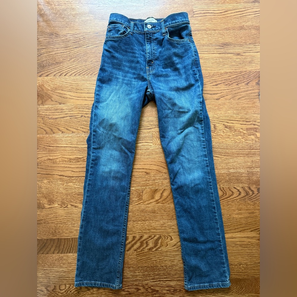 ABERCROMBIE & FITCH 90s Straight Ultra High Rise Denim Blue Jeans Stretch Y2K 24